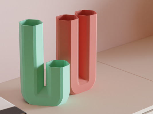 Decorative Vase, Architectural Art Deco Letter Holder, Minimalist Centerpiece, Matte