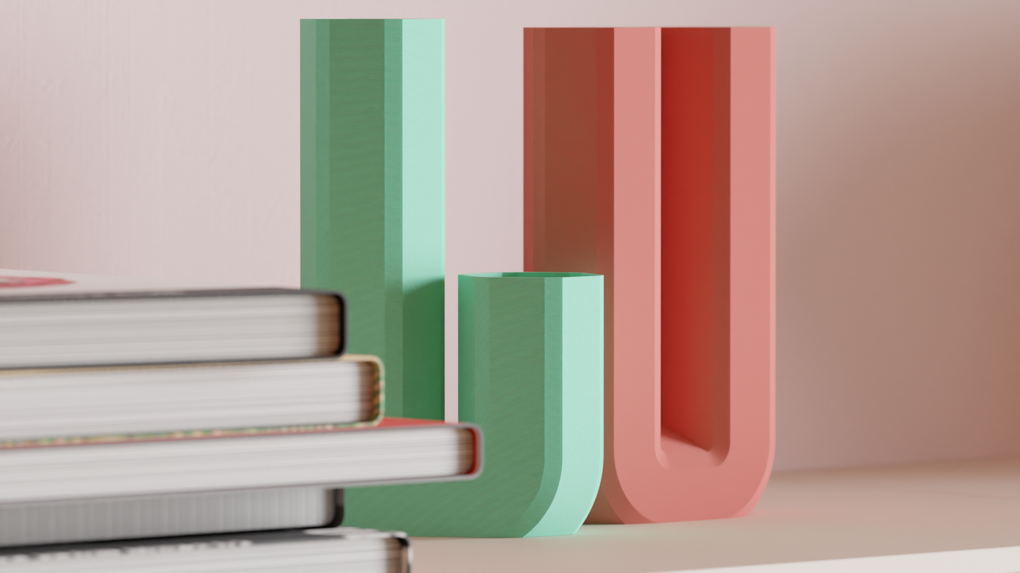 Decorative Vase, Architectural Art Deco Letter Holder, Minimalist Centerpiece, Matte