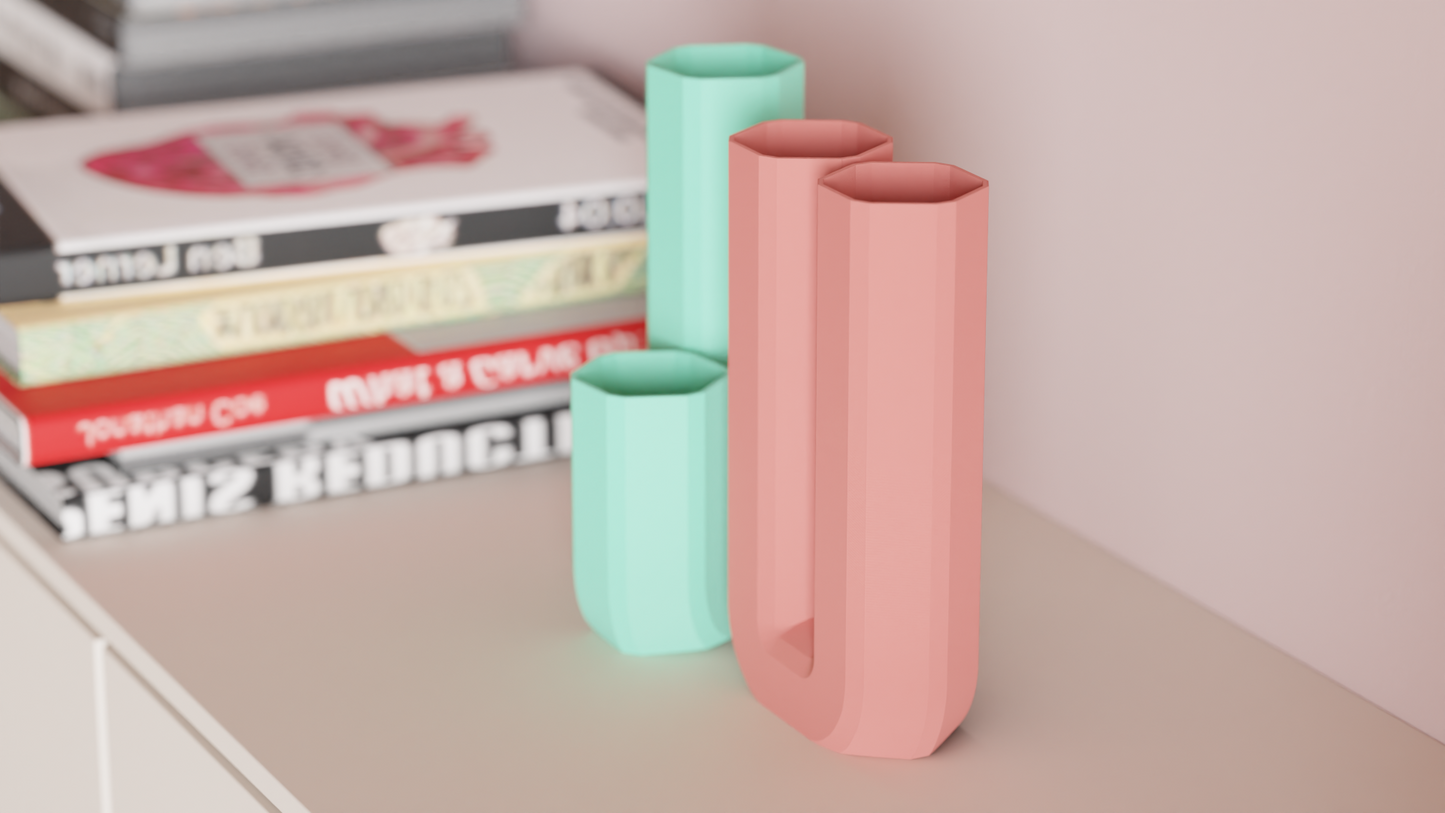 Decorative Vase, Architectural Art Deco Letter Holder, Minimalist Centerpiece, Matte