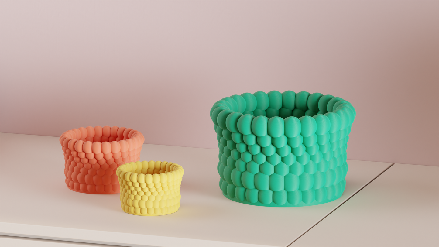 Planter Pot Bubble Texture, Indoor Succulent Organizer, Contemporary Minimal Accent