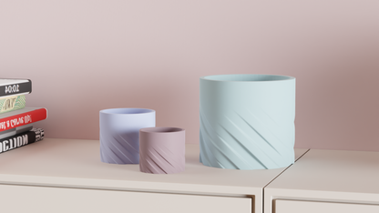 Spiral Planter Pot, Twisted Geometric Vessel, Minimal Workplace Succulents MatteBlack