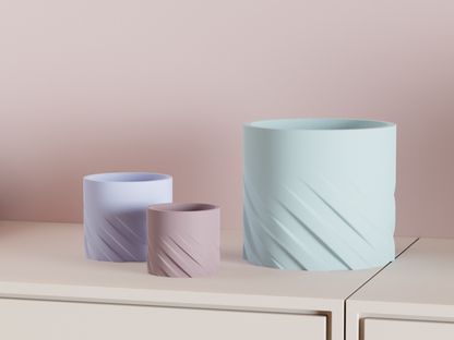 Spiral Planter Pot, Twisted Geometric Vessel, Minimal Workplace Succulents MatteBlack