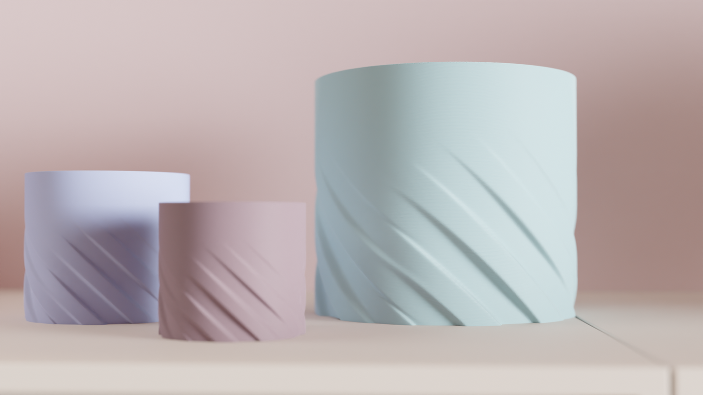 Spiral Planter Pot, Twisted Geometric Vessel, Minimal Workplace Succulents MatteBlack