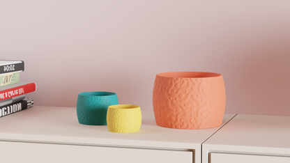 Elegant Planter Pot Retro, Original Doodle Organic Swirl Texture, Japandi Style Contemporary Midcentury Statement