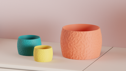 Elegant Planter Pot Retro, Original Doodle Organic Swirl Texture, Japandi Style Contemporary Midcentury Statement