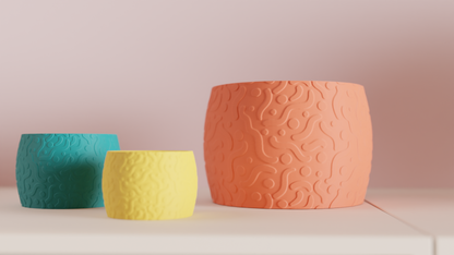 Elegant Planter Pot Retro, Original Doodle Organic Swirl Texture, Japandi Style Contemporary Midcentury Statement