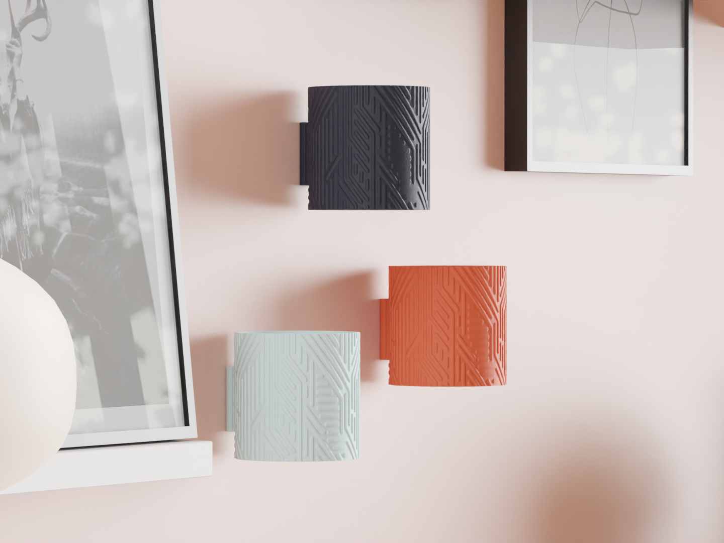 Wall Mounted Planter, Vertical Kitchen Organizer Slide Insert DripTray CircuitTexture