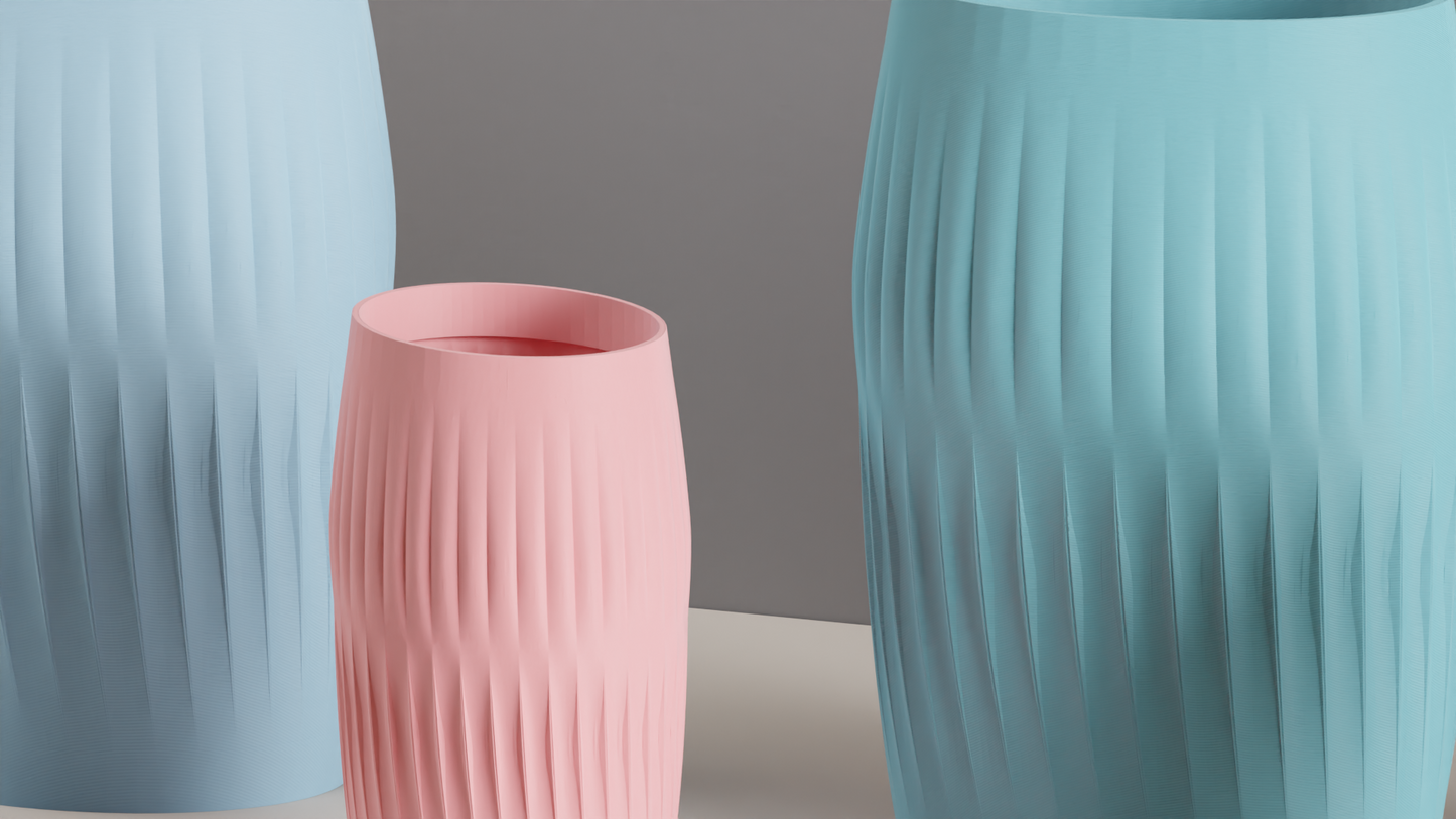 Modern Vase, Ripple Ridge Decorative Japandi Tabletop Centerpiece Slate Minimalist