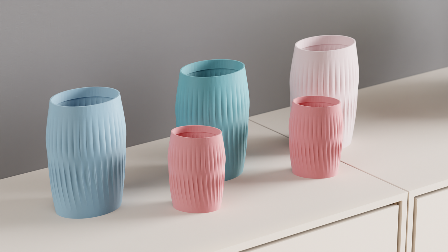 Modern Vase, Ripple Ridge Decorative Japandi Tabletop Centerpiece Slate Minimalist