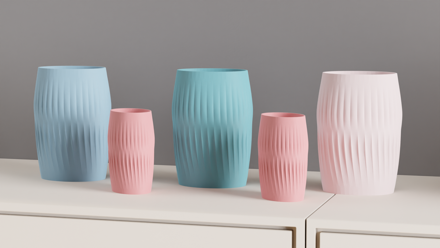 Modern Vase, Ripple Ridge Decorative Japandi Tabletop Centerpiece Slate Minimalist