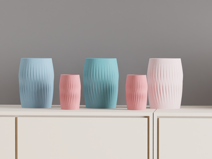 Modern Vase, Ripple Ridge Decorative Japandi Tabletop Centerpiece Slate Minimalist