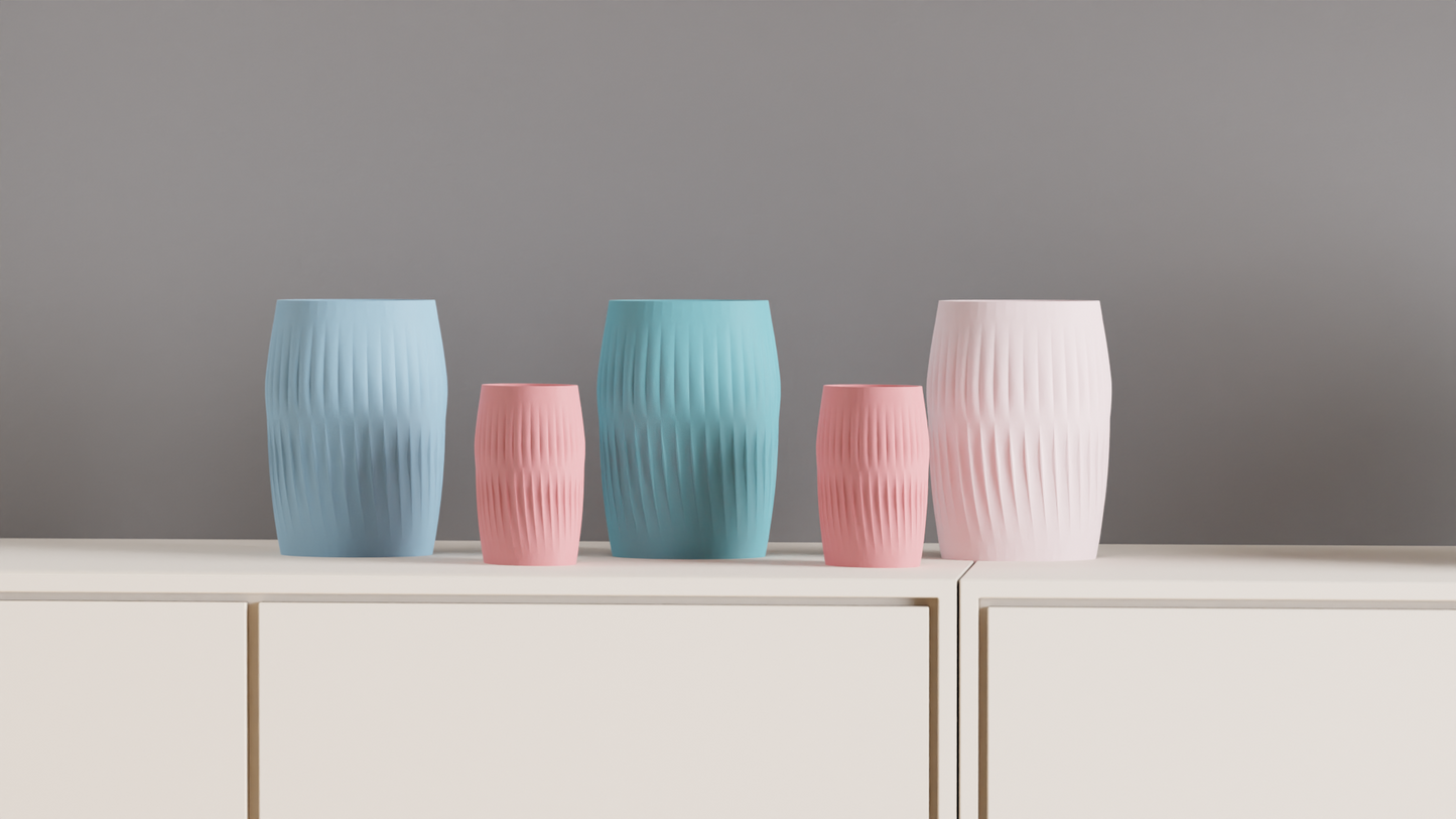 Modern Vase, Ripple Ridge Decorative Japandi Tabletop Centerpiece Slate Minimalist