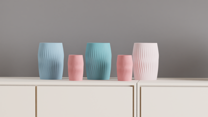 Modern Vase, Ripple Ridge Decorative Japandi Tabletop Centerpiece Slate Minimalist