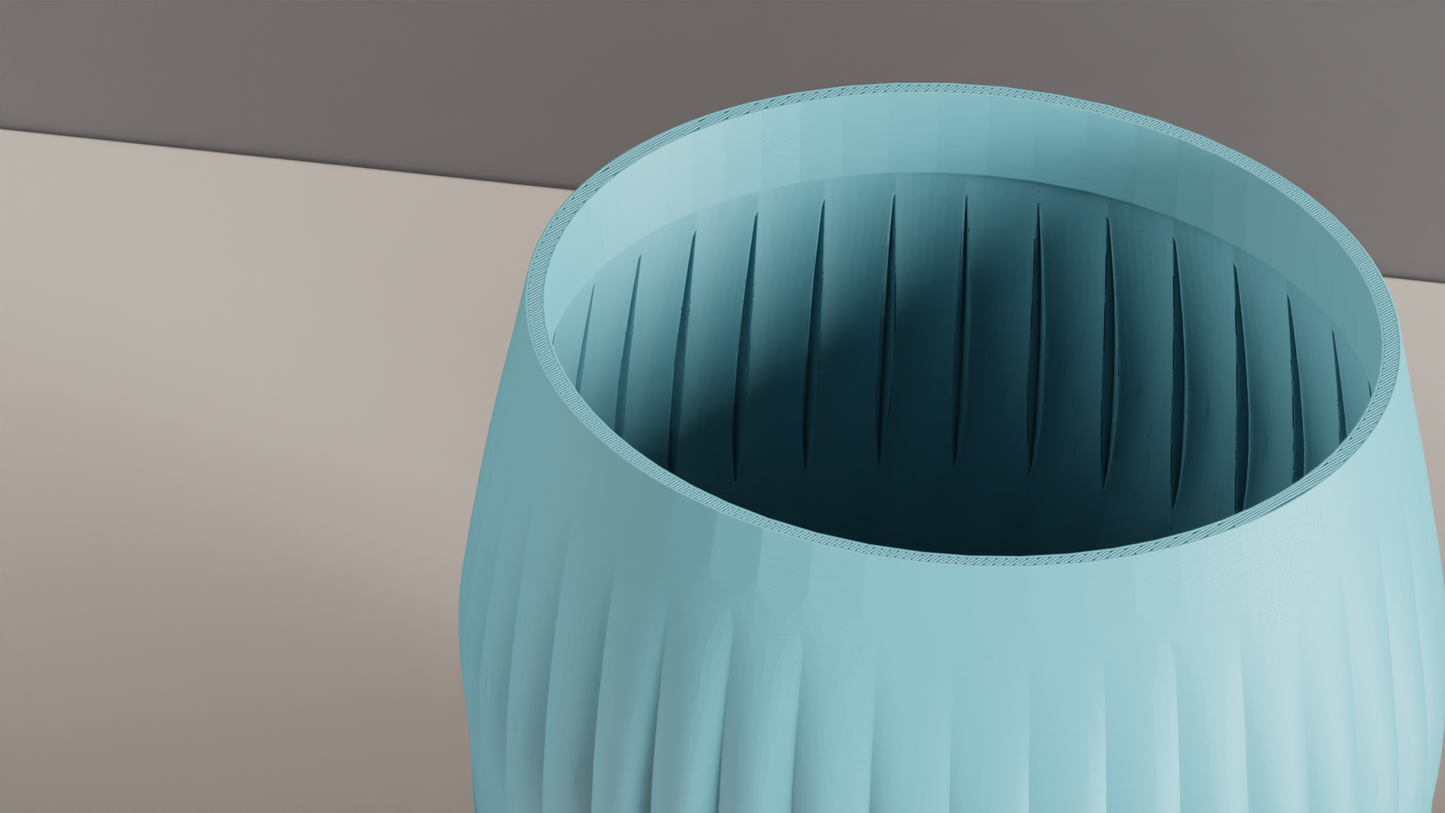 Modern Vase, Ripple Ridge Decorative Japandi Tabletop Centerpiece Slate Minimalist