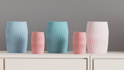 Modern Vase, Ripple Ridge Decorative Japandi Tabletop Centerpiece Slate Minimalist