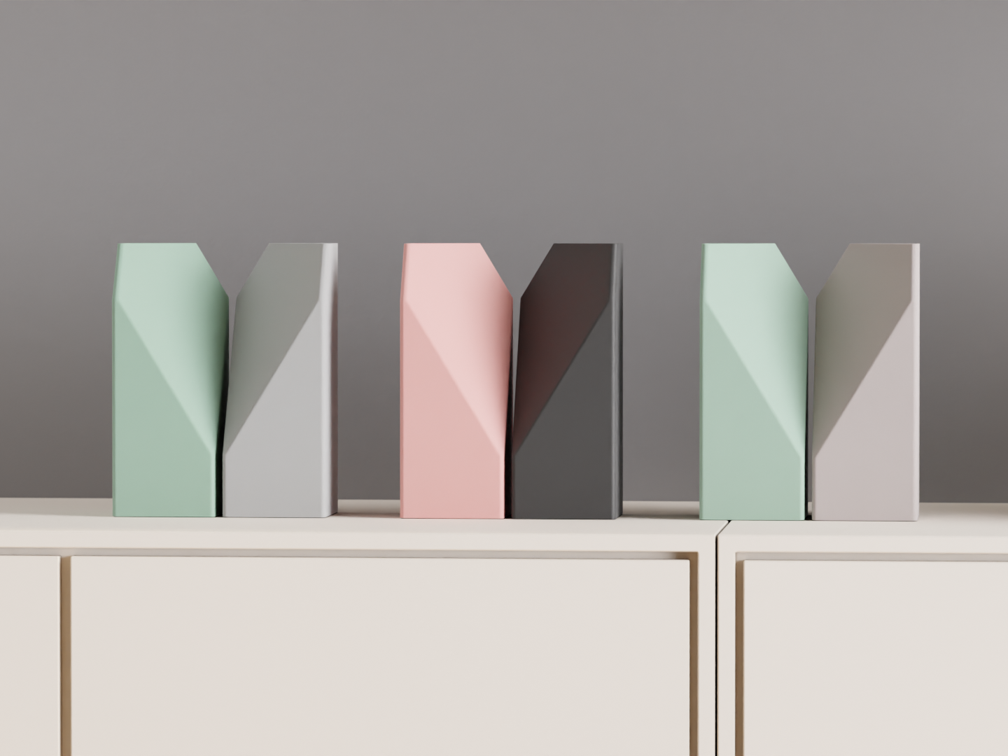 Original Artistic Vase Pair, Stylish Geometric Hexagonal Opening, Modern Tabletop Flower Holder, Contemporary Accent