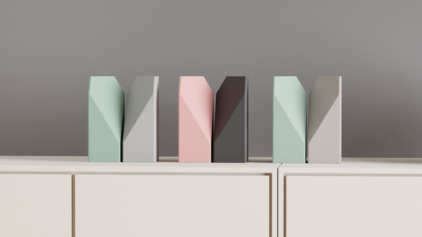 Original Artistic Vase Pair, Stylish Geometric Hexagonal Opening, Modern Tabletop Flower Holder, Contemporary Accent