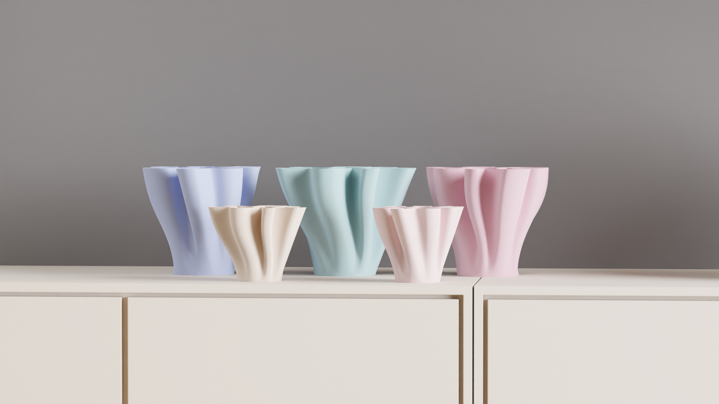 Modern Flower Wave Vase, Original Contemporary Flowing Vessel, Minimalist Translucent Tabletop Display, Art Deco