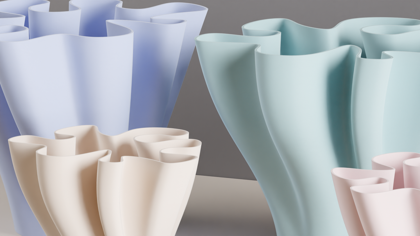 Modern Flower Wave Vase, Original Contemporary Flowing Vessel, Minimalist Translucent Tabletop Display, Art Deco