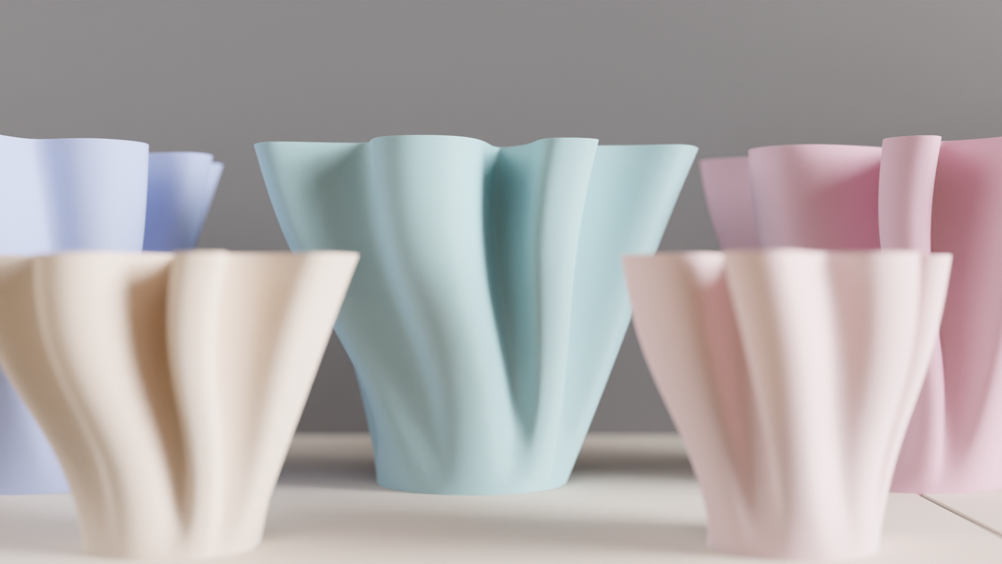 Modern Flower Wave Vase, Original Contemporary Flowing Vessel, Minimalist Translucent Tabletop Display, Art Deco