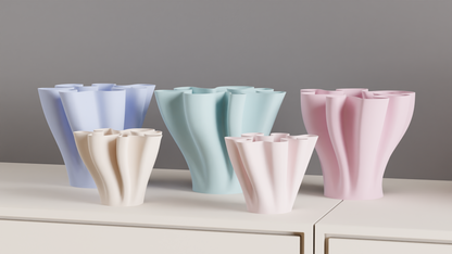 Modern Flower Wave Vase, Original Contemporary Flowing Vessel, Minimalist Translucent Tabletop Display, Art Deco