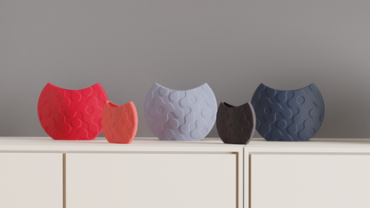 Contemporary Art Deco Vase, Original Organic Wave Pattern, Watertight Tabletop Accent, Geometric Space Holder