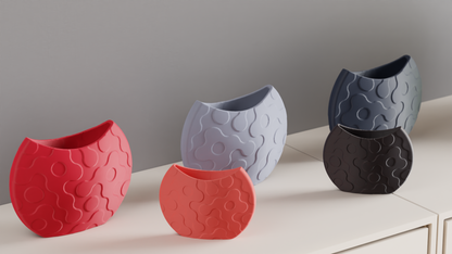 Contemporary Art Deco Vase, Original Organic Wave Pattern, Watertight Tabletop Accent, Geometric Space Holder