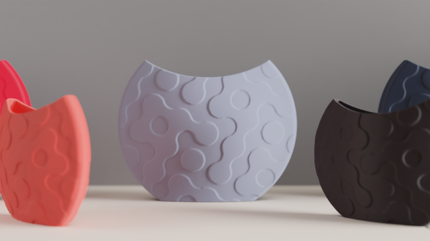 Contemporary Art Deco Vase, Original Organic Wave Pattern, Watertight Tabletop Accent, Geometric Space Holder