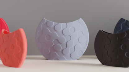 Contemporary Art Deco Vase, Original Organic Wave Pattern, Watertight Tabletop Accent, Geometric Space Holder