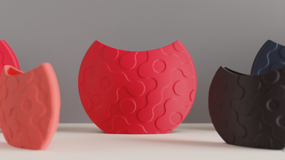 Contemporary Art Deco Vase, Original Organic Wave Pattern, Watertight Tabletop Accent, Geometric Space Holder