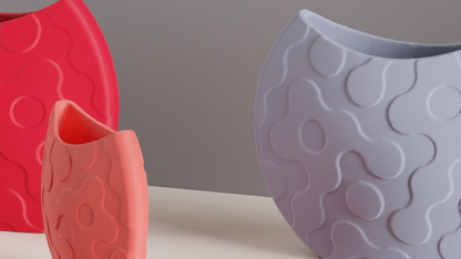 Contemporary Art Deco Vase, Original Organic Wave Pattern, Watertight Tabletop Accent, Geometric Space Holder