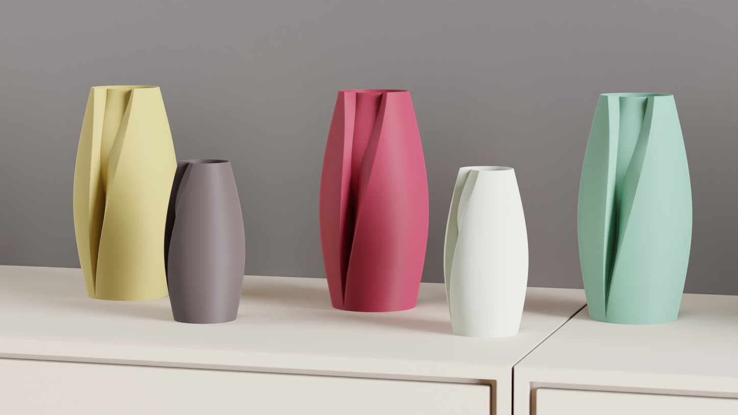 Minimalist Vase, Tulip Inspired Geometric Sculptural Japandi Tabletop Bud Holder