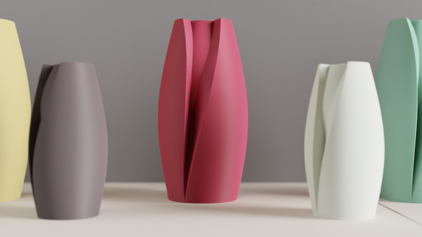 Minimalist Vase, Tulip Inspired Geometric Sculptural Japandi Tabletop Bud Holder