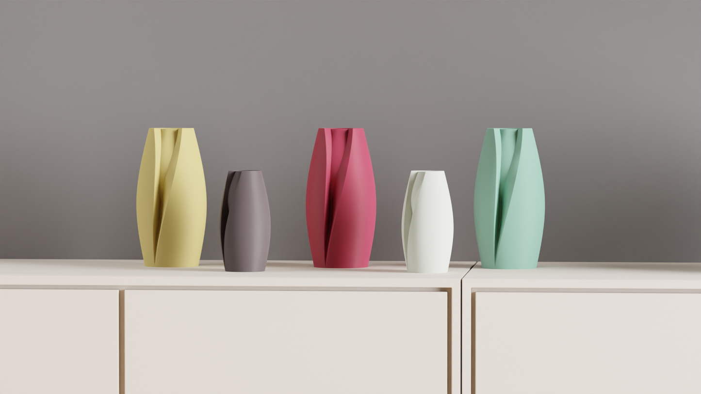 Minimalist Vase, Tulip Inspired Geometric Sculptural Japandi Tabletop Bud Holder