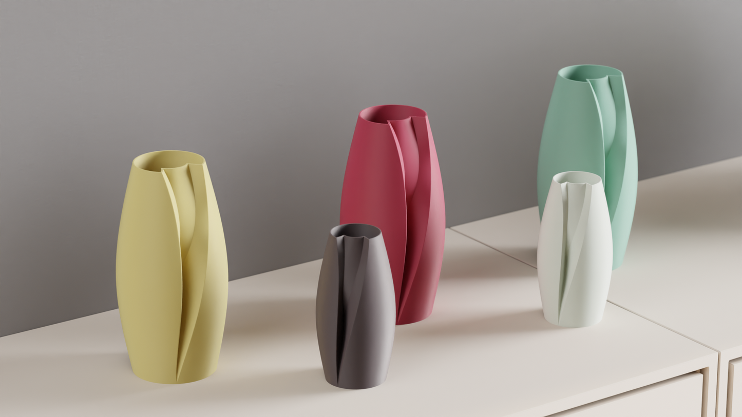 Minimalist Vase, Tulip Inspired Geometric Sculptural Japandi Tabletop Bud Holder