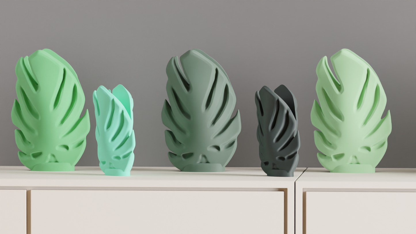 Monstera Leaf Vase, Minimalist Botanical Vessel, Modern Tabletop Accent, Sculptural