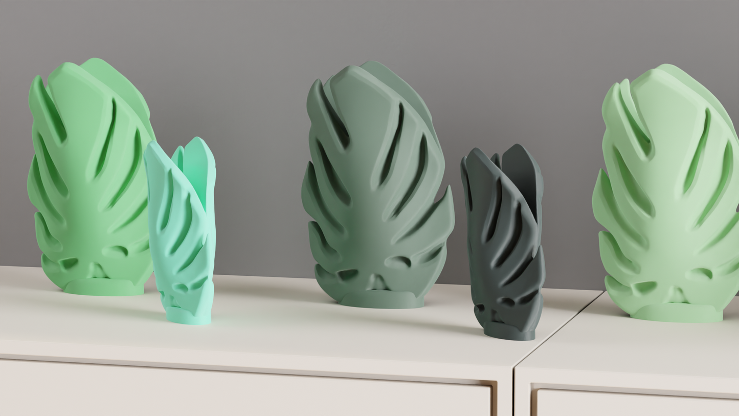 Monstera Leaf Vase, Minimalist Botanical Vessel, Modern Tabletop Accent, Sculptural