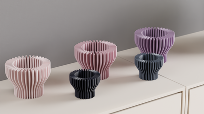 Geometric Vase, Finned Sculptural Tabletop Bud Holder, Nordic Statement Centerpiece