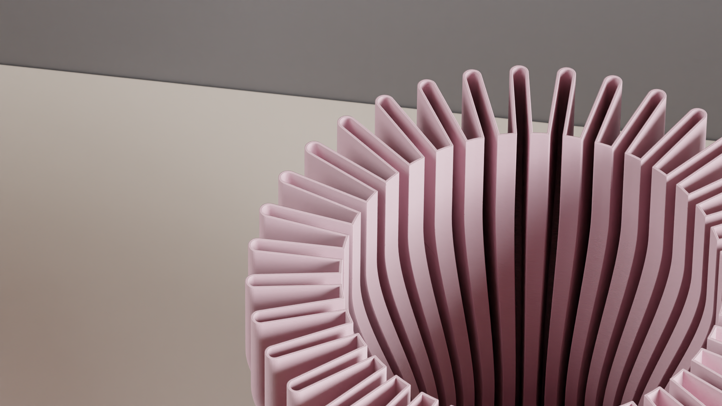 Geometric Vase, Finned Sculptural Tabletop Bud Holder, Nordic Statement Centerpiece