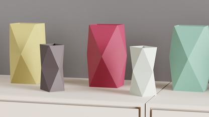 Geometric Vase, Dual Aspect Twist, Modern Hexagon Centerpiece, Minimalist Penholder