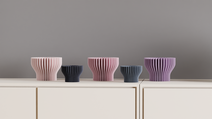 Geometric Vase, Finned Sculptural Tabletop Bud Holder, Nordic Statement Centerpiece