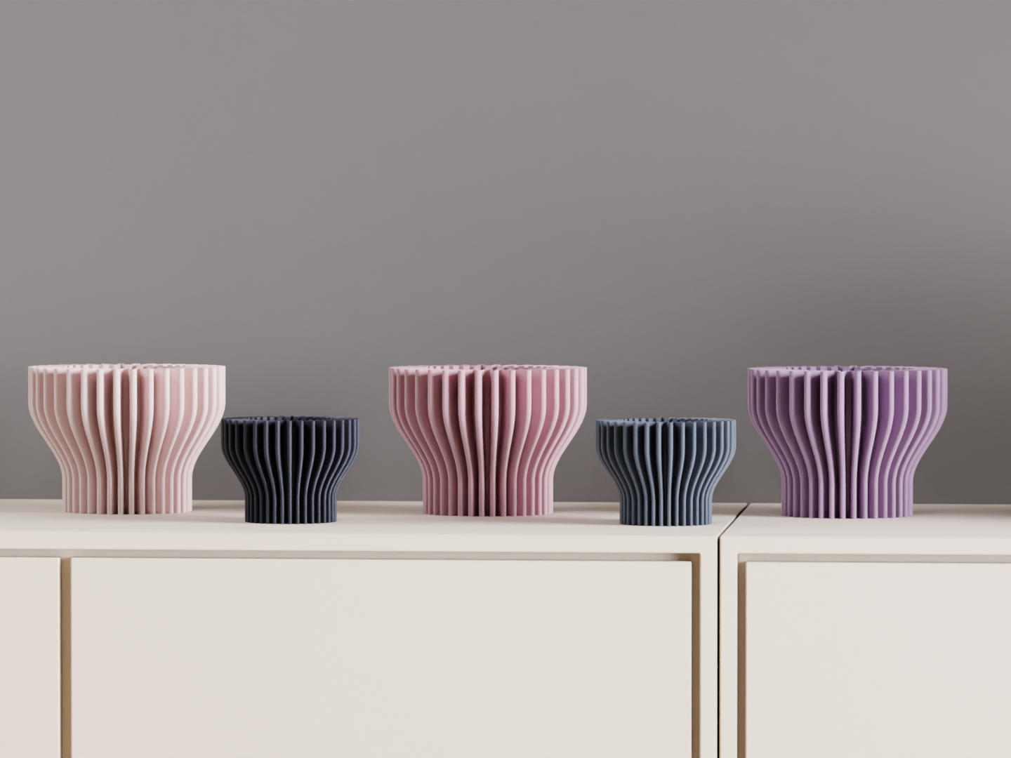 Geometric Vase, Finned Sculptural Tabletop Bud Holder, Nordic Statement Centerpiece