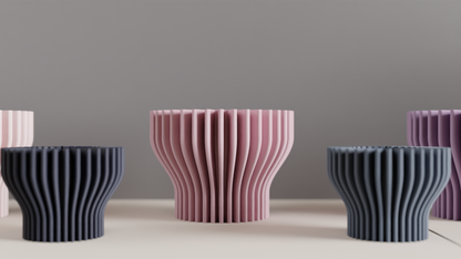 Geometric Vase, Finned Sculptural Tabletop Bud Holder, Nordic Statement Centerpiece