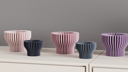 Geometric Vase, Finned Sculptural Tabletop Bud Holder, Nordic Statement Centerpiece