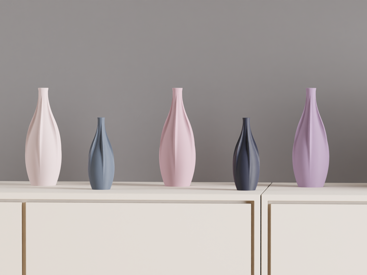 Geometric Vase, Sculptural Finned Vertical Rib Vessel, Contemporary Tabletop Accent