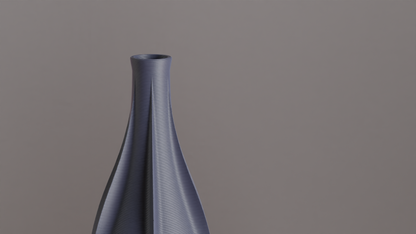 Geometric Vase, Sculptural Finned Vertical Rib Vessel, Contemporary Tabletop Accent