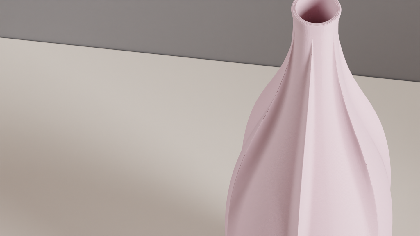 Geometric Vase, Sculptural Finned Vertical Rib Vessel, Contemporary Tabletop Accent