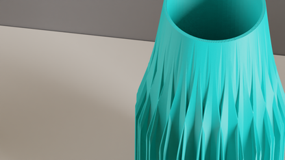 Geometric Vase, Faceted Finned Sculptural Tabletop Bouquet Holder Modern Japandi