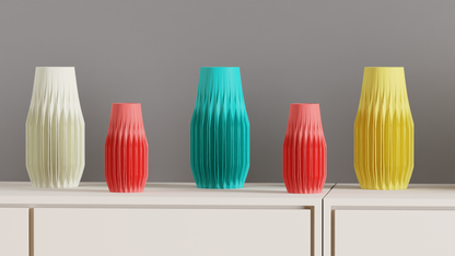 Geometric Vase, Faceted Finned Sculptural Tabletop Bouquet Holder Modern Japandi