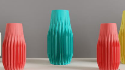 Geometric Vase, Faceted Finned Sculptural Tabletop Bouquet Holder Modern Japandi